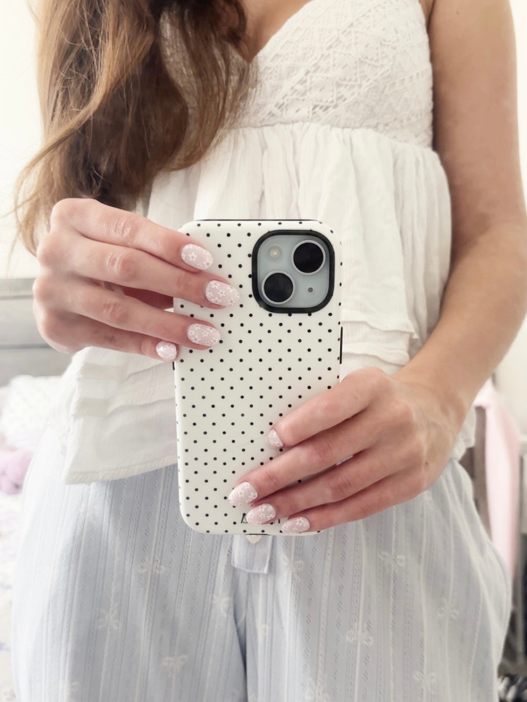 Tough Phone Case - White and Black Poka Dot