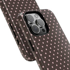 Tough Phone Case - Brown and Pink Poka Dot