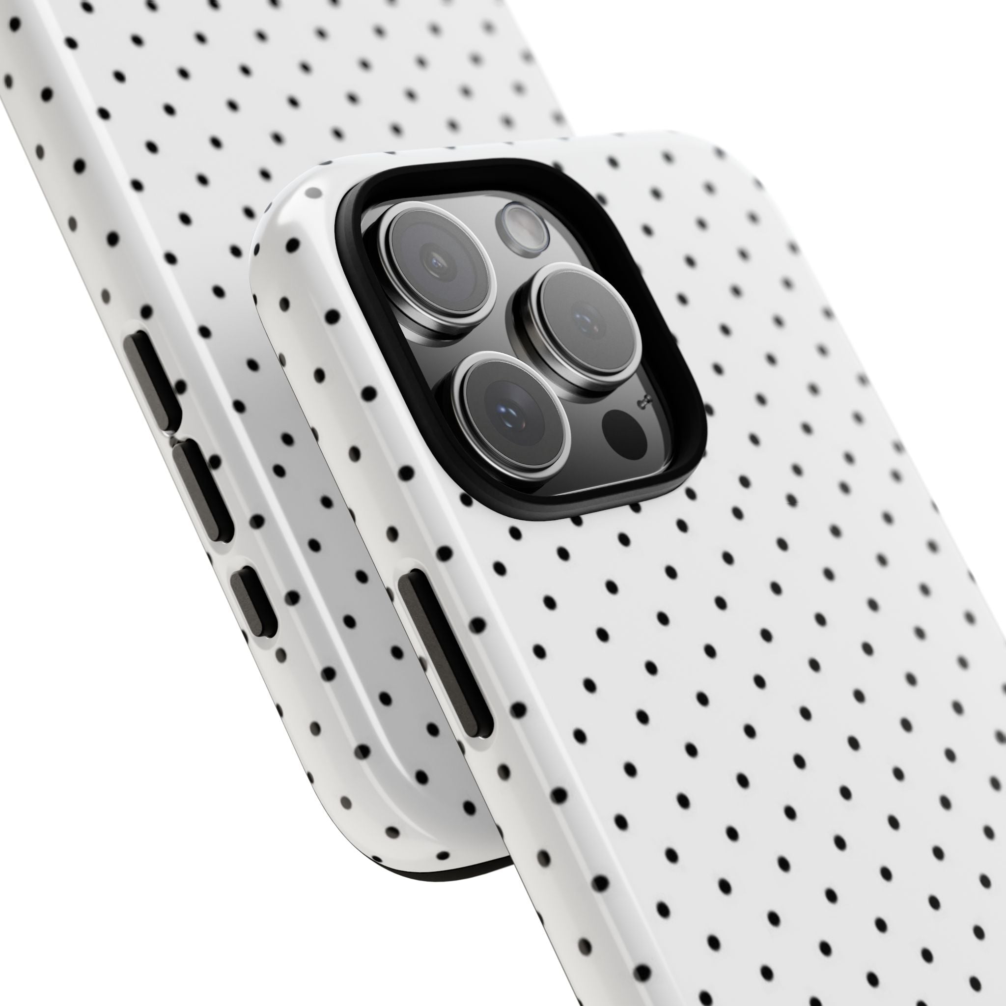 Tough Phone Case - White and Black Poka Dot
