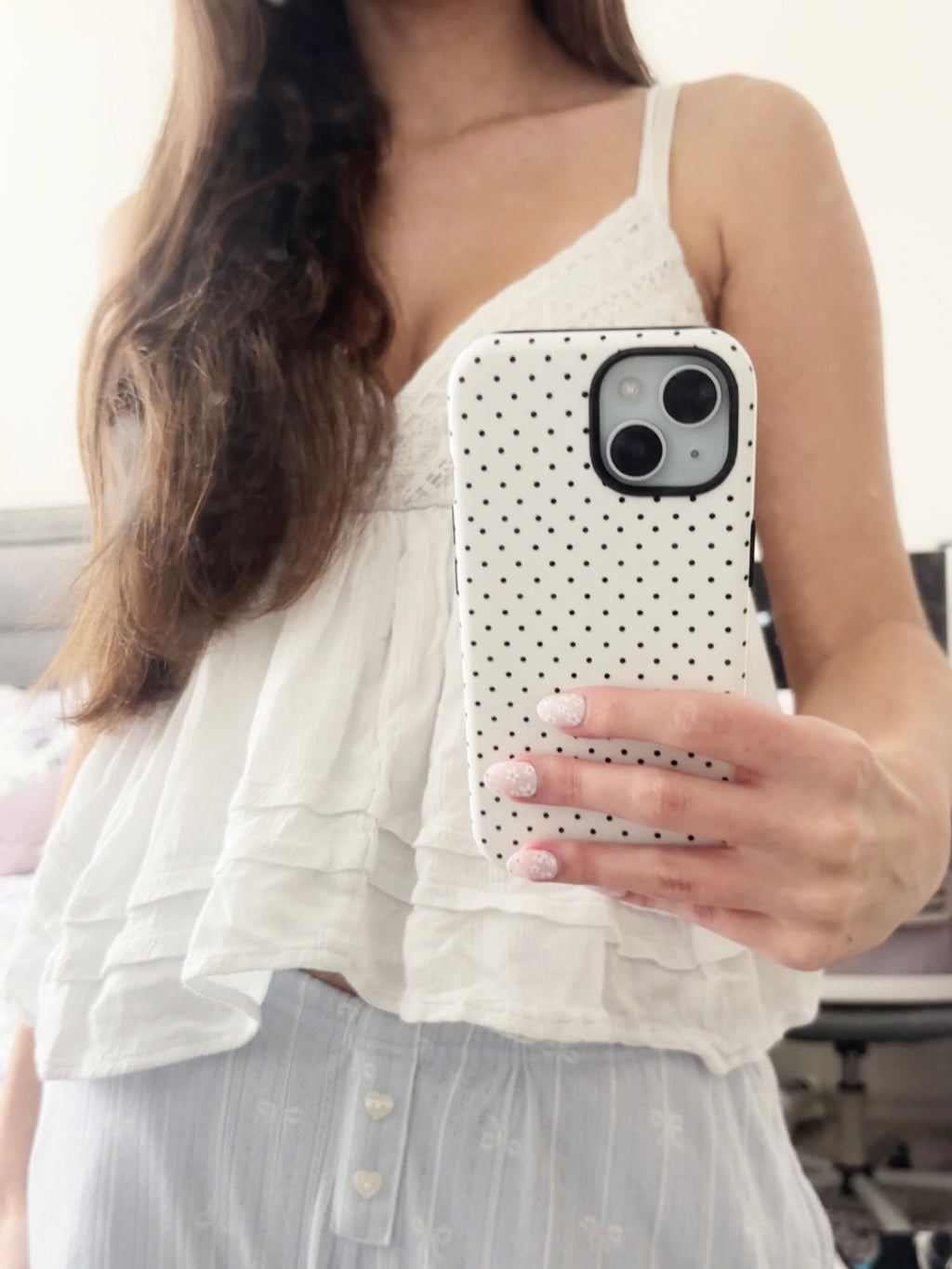 Tough Phone Case - White and Black Poka Dot