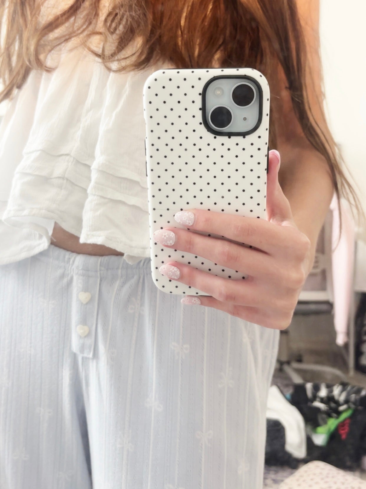 Tough Phone Case - White and Black Poka Dot