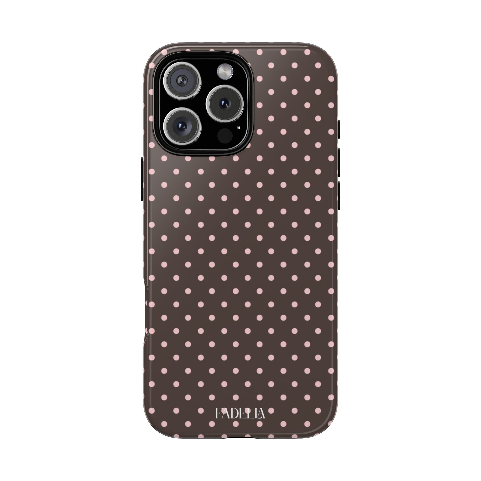 Tough Phone Case - Brown and Pink Poka Dot