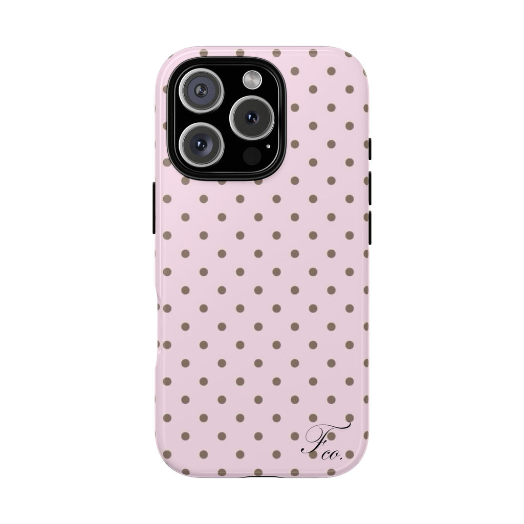 Tough Phone Case - Pink and Brown Polka Case