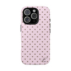 Tough Phone Case - Pink and Brown Polka Case