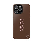 Tough Phone Case - Brown with Pink Bows