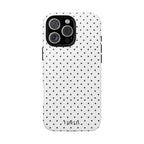 Tough Phone Case - White and Black Poka Dot