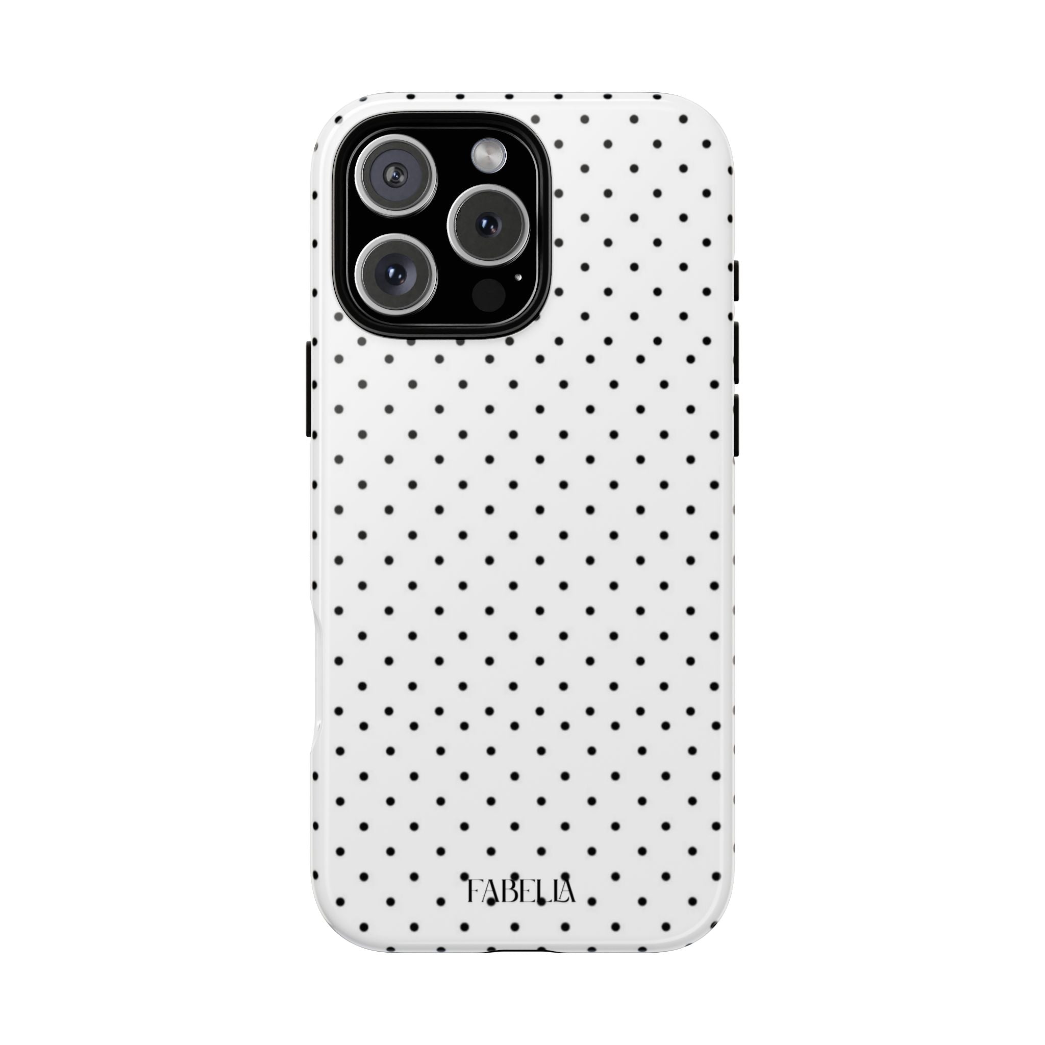 Tough Phone Case - White and Black Poka Dot