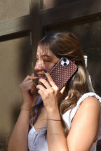 Tough Phone Case - Brown and Pink Polka Dot