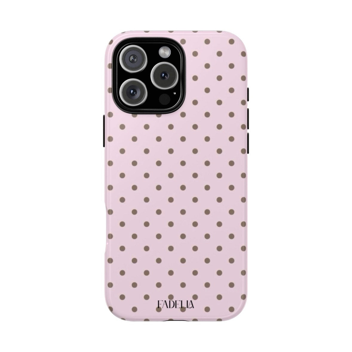 Tough Phone Case - Pink and Brown Poka Case