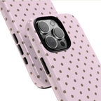 Tough Phone Case - Pink and Brown Poka Case