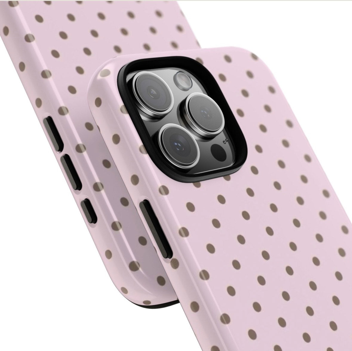 Tough Phone Case - Pink and Brown Poka Case