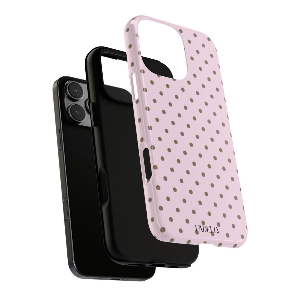 Tough Phone Case - Pink and Brown Poka Case