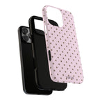 Tough Phone Case - Pink and Brown Poka Case