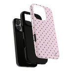 Tough Phone Case - Pink and Brown Polka Case
