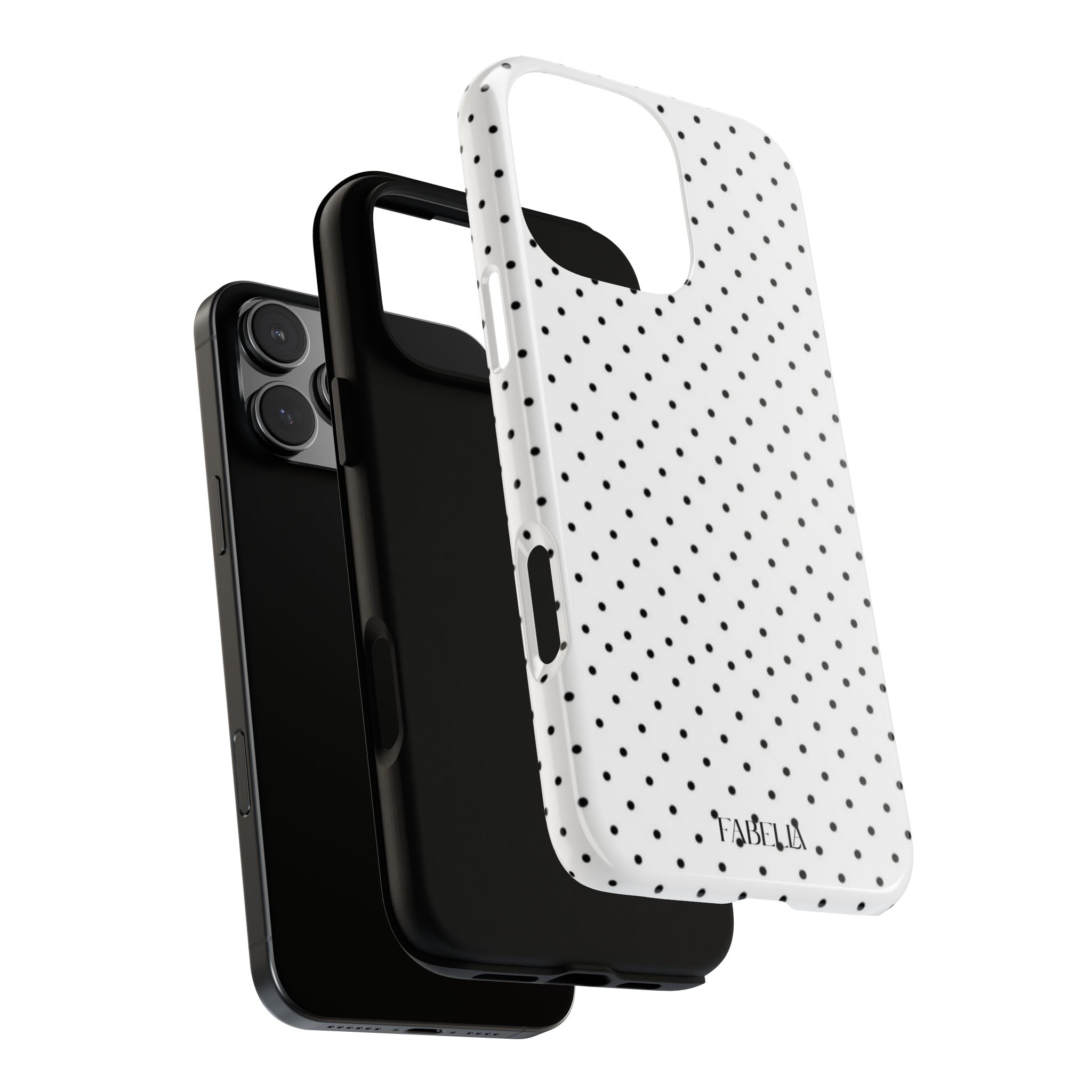 Tough Phone Case - White and Black Poka Dot